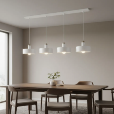  Colgante 4 Luces Madera Metal 