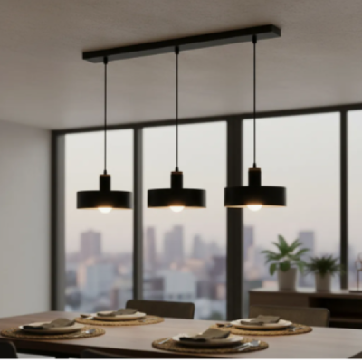 Colgante Metal Madera Comedor Cocina 3 Luces 