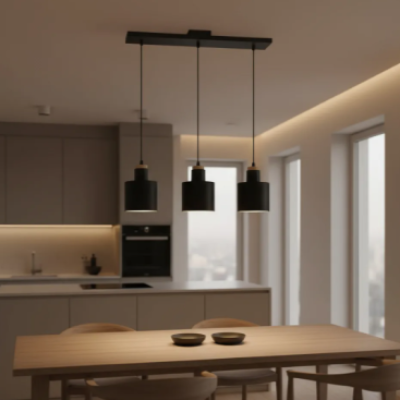 Colgante Metal y Madera 3 Luces