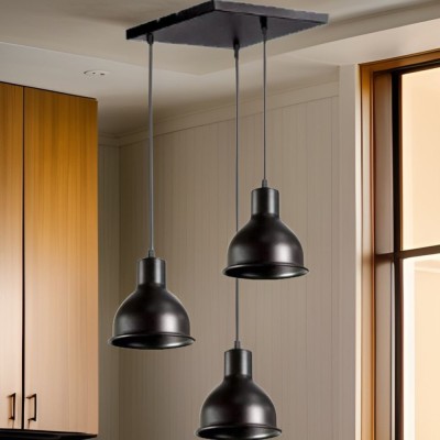 Colgante Techo Cocina Comedor Living 3 Luces Base cuadrada campanita